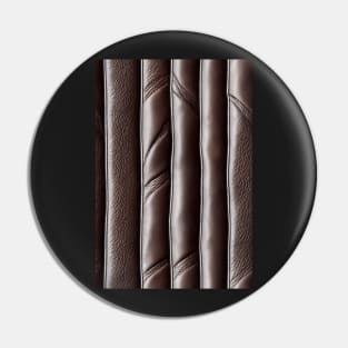 Dark Brown Padded Leather Stripes, natural and ecological leather print #75 Pin