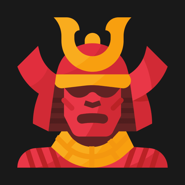 Red Samurai Helmet by InkyArt