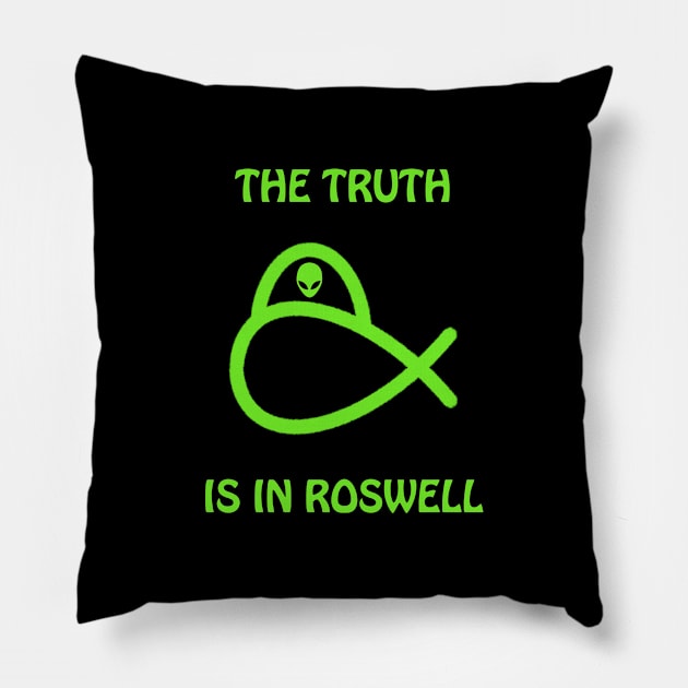 Alien Fish, The Truth is in Roswell Pillow by WelshDesigns