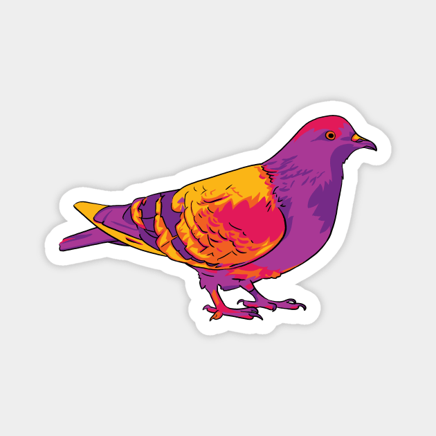 Rainbow Pigeon Magnet by polliadesign