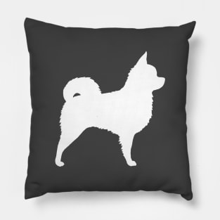 White Longhaired Chihuahua Silhouette Pillow