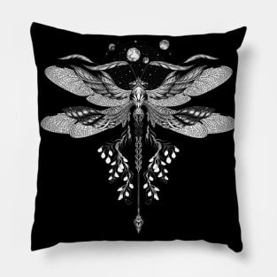 Space dragonfly tattoo drawing Pillow