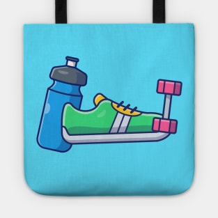 Dumbbell Shoes And Bottle Cartoon Tote