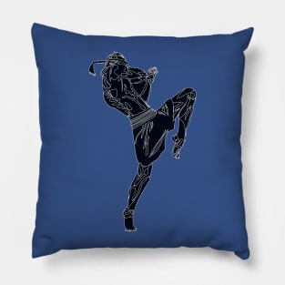 Muay Thai - Knee - Abstract Black and White Pillow