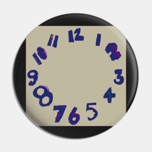 Navy Blue on Taupe Beige clock with numbers, watercolor and digital Pin