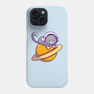 Cute Astronaut Cat Lying On Planet Phone Case