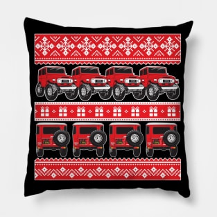 FJ40 Christmas Sweater Red Pillow