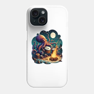 Drumming Octopus by the Campfire Phone Case