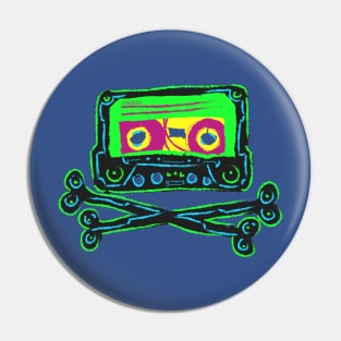 Cassette and Crossbones Pin