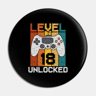 Level 18 Unlocked, Retro 18th Birthday Gamer Pin