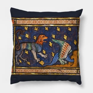 THE LION AND DRAGON Medieval Bestiary Pillow