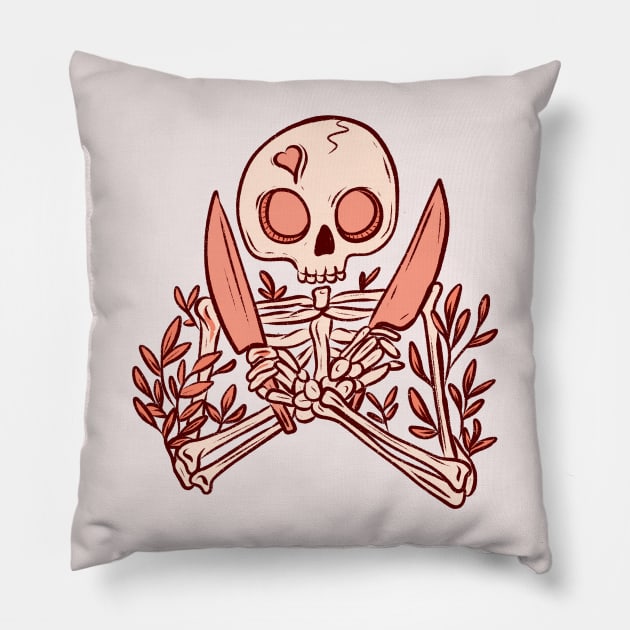 Skeleton knives Pillow by Jess Adams