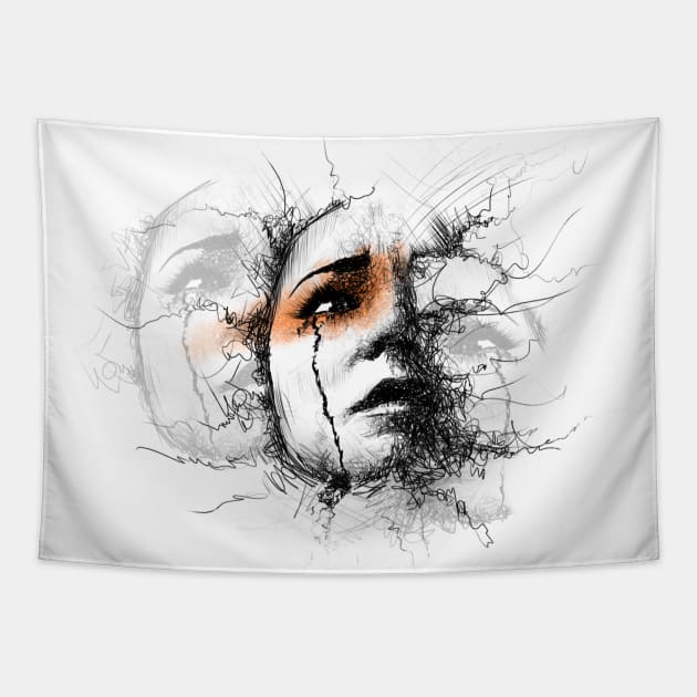 Crying Woman Tapestry by ilhnklv