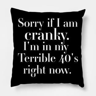 sorry if i am cranky i'm in my terrible 40's right now Pillow