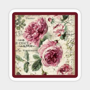 French Shabby Chic Pink Roses Magnet