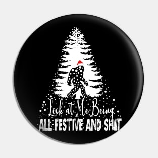 Funny Christmas Festive Vintage Sarcastic Bigfoot Xmas Tree Pin