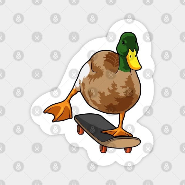 Duck as Skater with Skateboard Magnet by Markus Schnabel