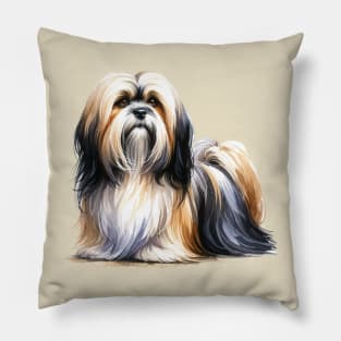 Lhasa Apso Watercolor - Beautiful Dog Pillow