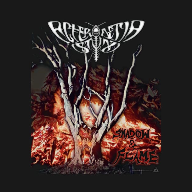 Acherontia Styx - Shadow & Flame T Shirt (New Logo) by Dwarrowdelf Records