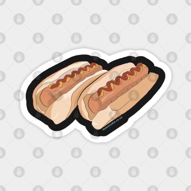 Hand Drawn Hot Dogs Magnet by 4amStudio