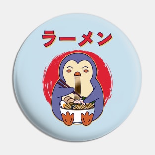 Kawaii Penguin Eating Ramen Noodles Cute Asian Food Pin