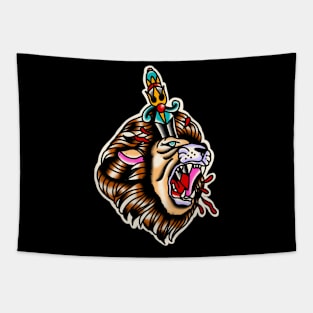 Lion Traditional tattoo Tapestry