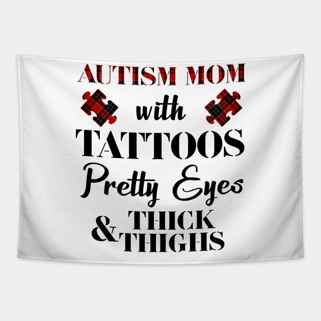 Autism Mom With Tattoos Pretty Eyes Tapestry by heryes store