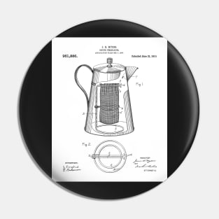 Coffee Percolator Patent - Coffee Shop Art - Black And White Pin