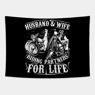 Motorcycle Husband And Wife Riding Partners For Life Tapestry