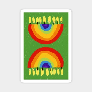 Rainbow Chanukiah Green Print Magnet