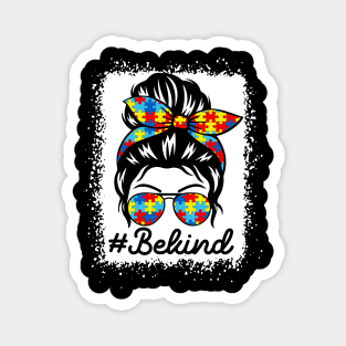 Autism Awareness - Be Kind Autism Awareness Messy Bun Girl Magnet