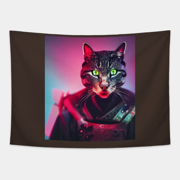 Samurai sexy Cat  Spread Happiness with Our Manga-Inspired T-Shirt Collection Tapestry by DigitalArtByPeleXα