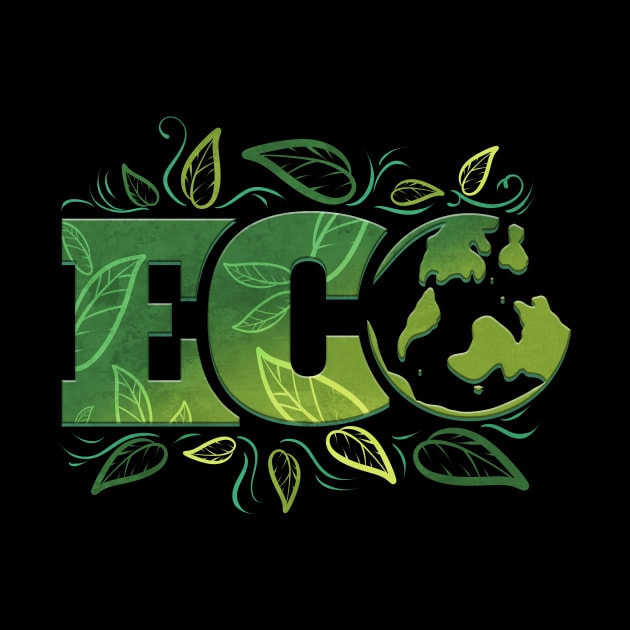 Logo Eco With Earth And Green Leaves For Earth Day by SinBle