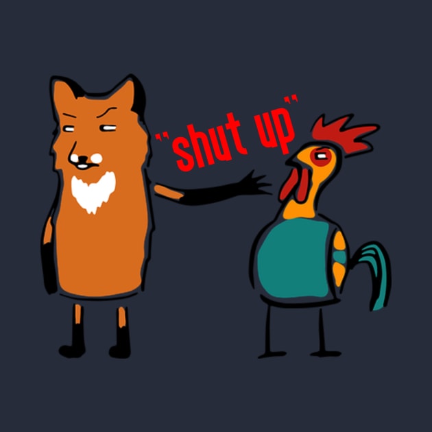 " Shut Up " Funny Fox Shuting Up His Friend The Bird by Seopdesigns