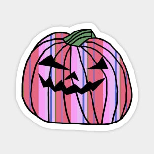 Blue Pink Stripes Halloween Horror Pumpkin Magnet