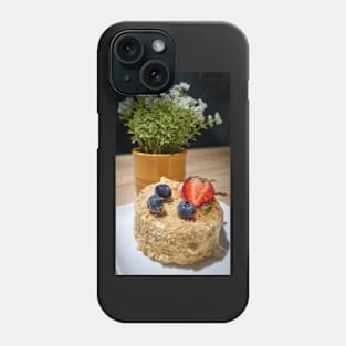 Mini Cake with Fresh Strawberry and Bluberries Phone Case