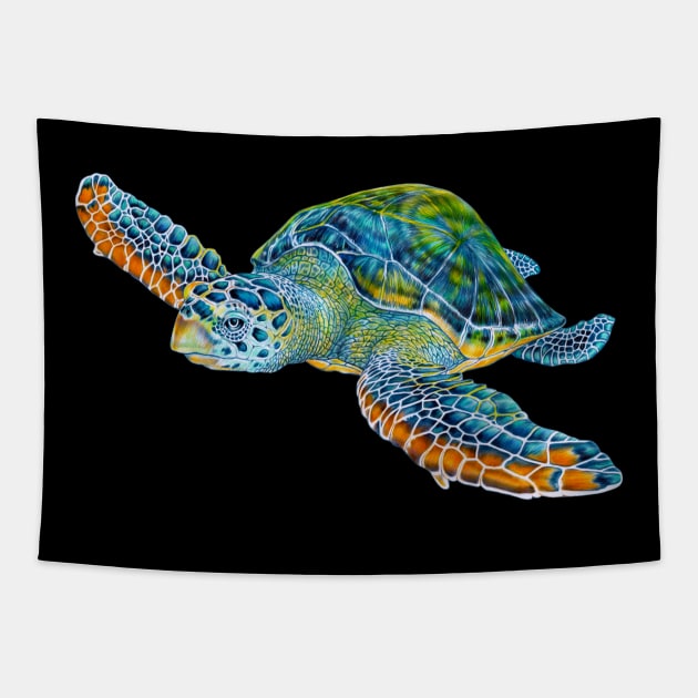 Sea Turtle Tapestry by Tim Jeffs Art