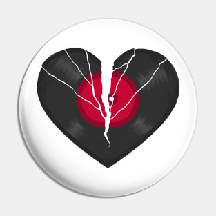 Broken LP Vinyl Record Heart Pin