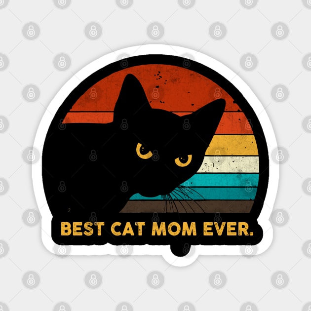 Vintage Best Cat Mom Ever Black Cat Gift Shirt Magnet by HomerNewbergereq