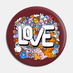 doodle love monster Pin