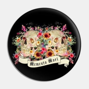 Human Skulls, gothic, floral, quote memento mori, watercolor art, cool, anatomy art Pin