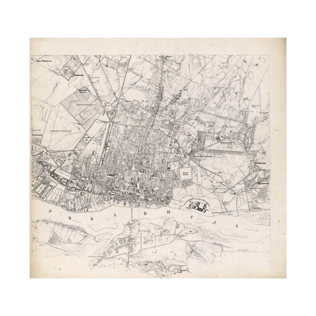 Vintage Map of Warsaw Poland (1836) by Bravuramedia