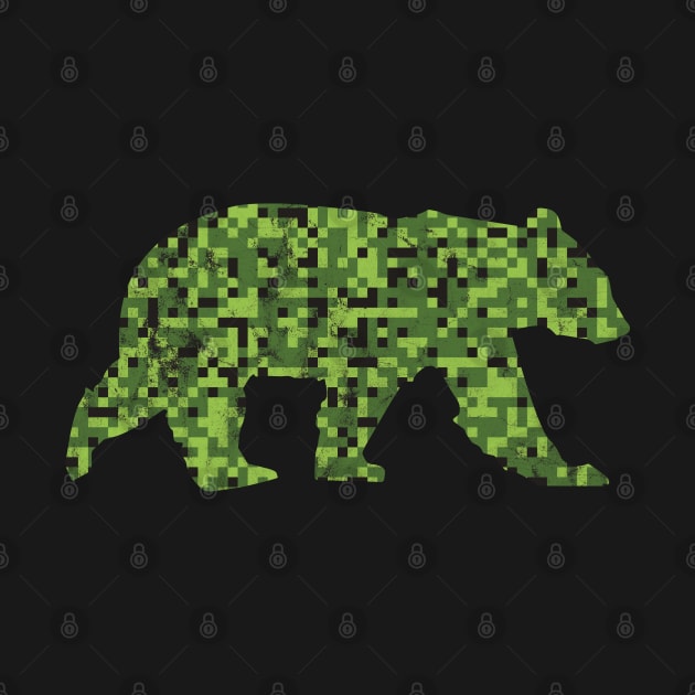 8-Bit Green Camouflage Bear for Nerdy Bears and Gaymers | BearlyBrand by The Bearly Brand