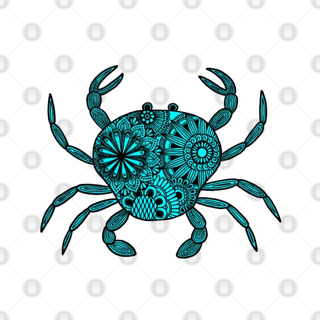 Mandala Crab (cyan and black) by calenbundalas