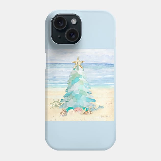 Coastal Seaglass Christmas Tree A Phone Case by Jean Plout Designs