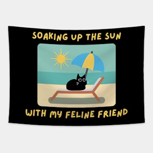 SOAKING UP THE SUN WITH MY FELINE FRIEND 3 Tapestry