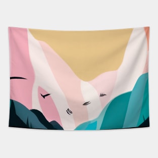 Forest Mountains Sunset Tapestry