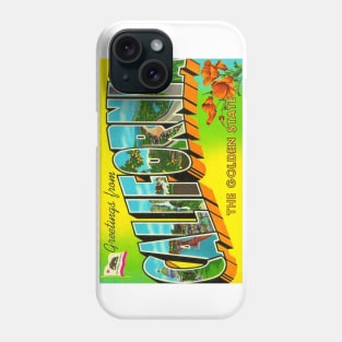 Greetings from California - Vintage Large Letter Postcard Phone Case