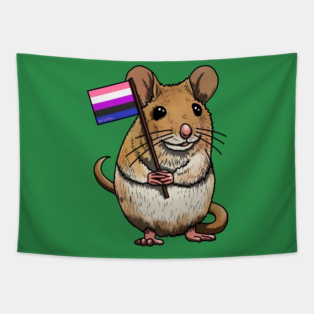 Mouse with Genderfluid Flag Tapestry by Art by Veya
