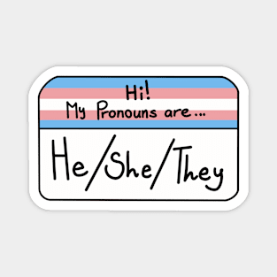 Hi my pronouns are - he she they - trans pride Magnet